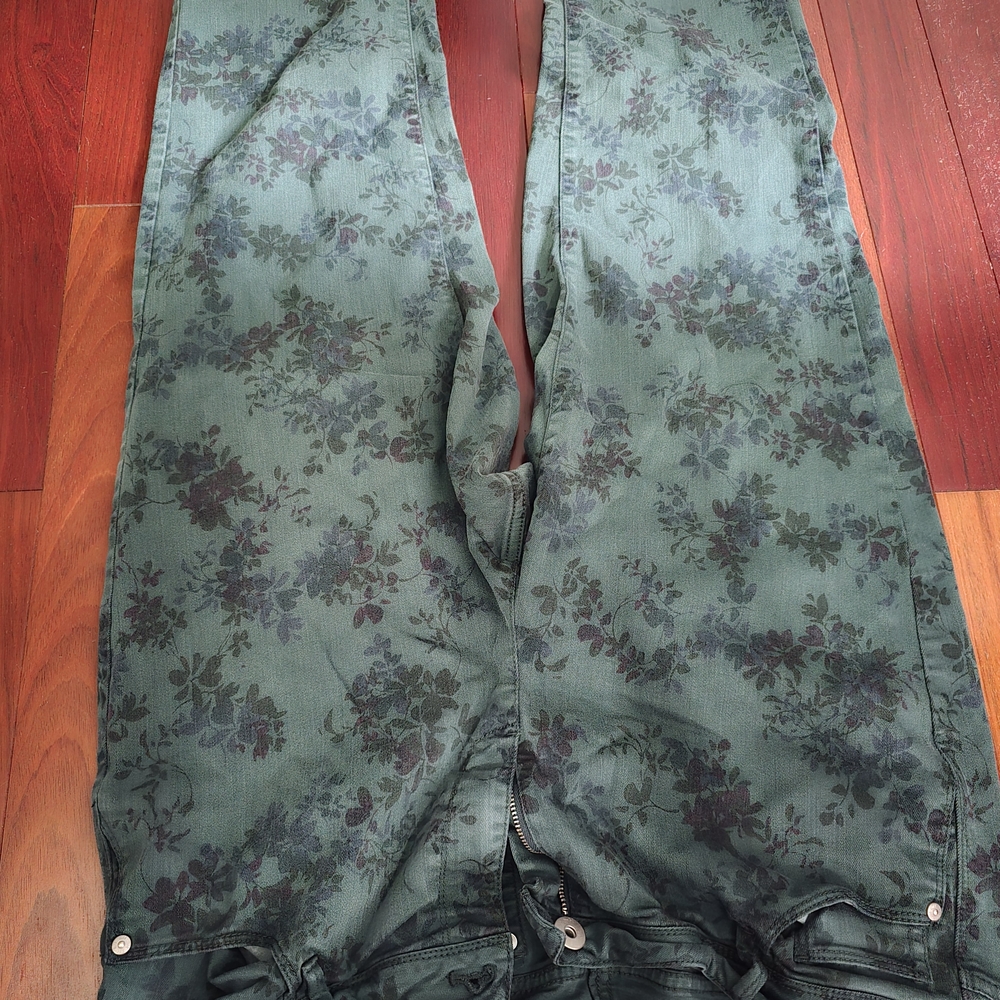 J. Jill Green Floral Straight Leg Jeans